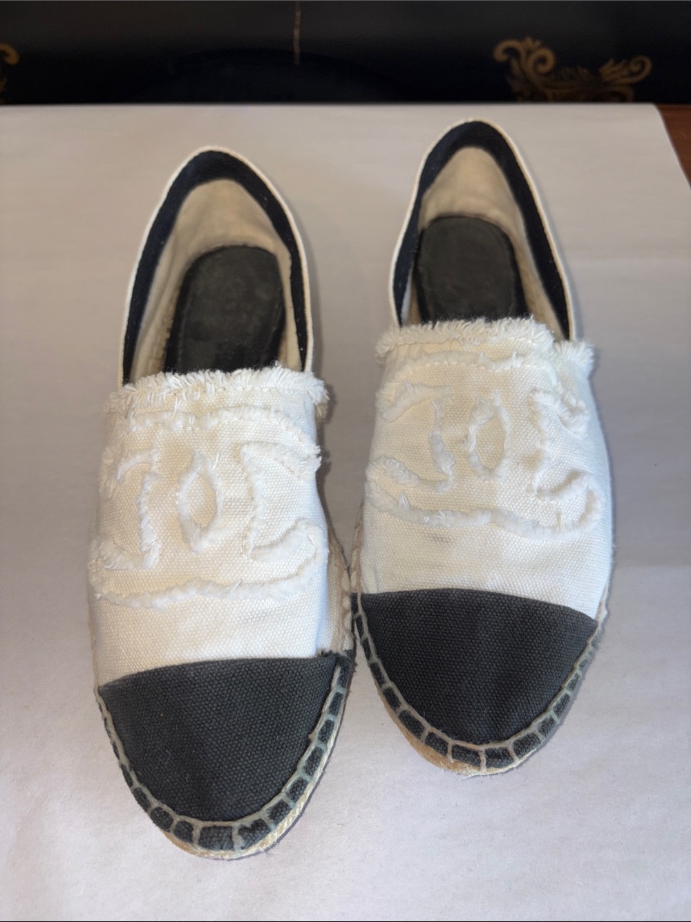Authentic Chanel slip on espadrilles